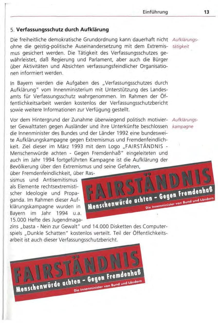 Seite 14 des Verfassungsschutzbericht 1994 Bayern
