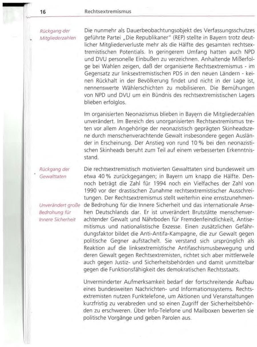 Seite 17 des Verfassungsschutzbericht 1994 Bayern
