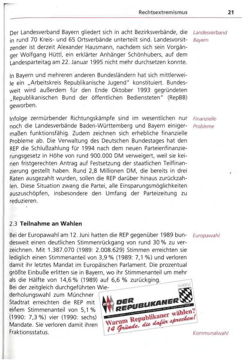 Seite 22 des Verfassungsschutzbericht 1994 Bayern