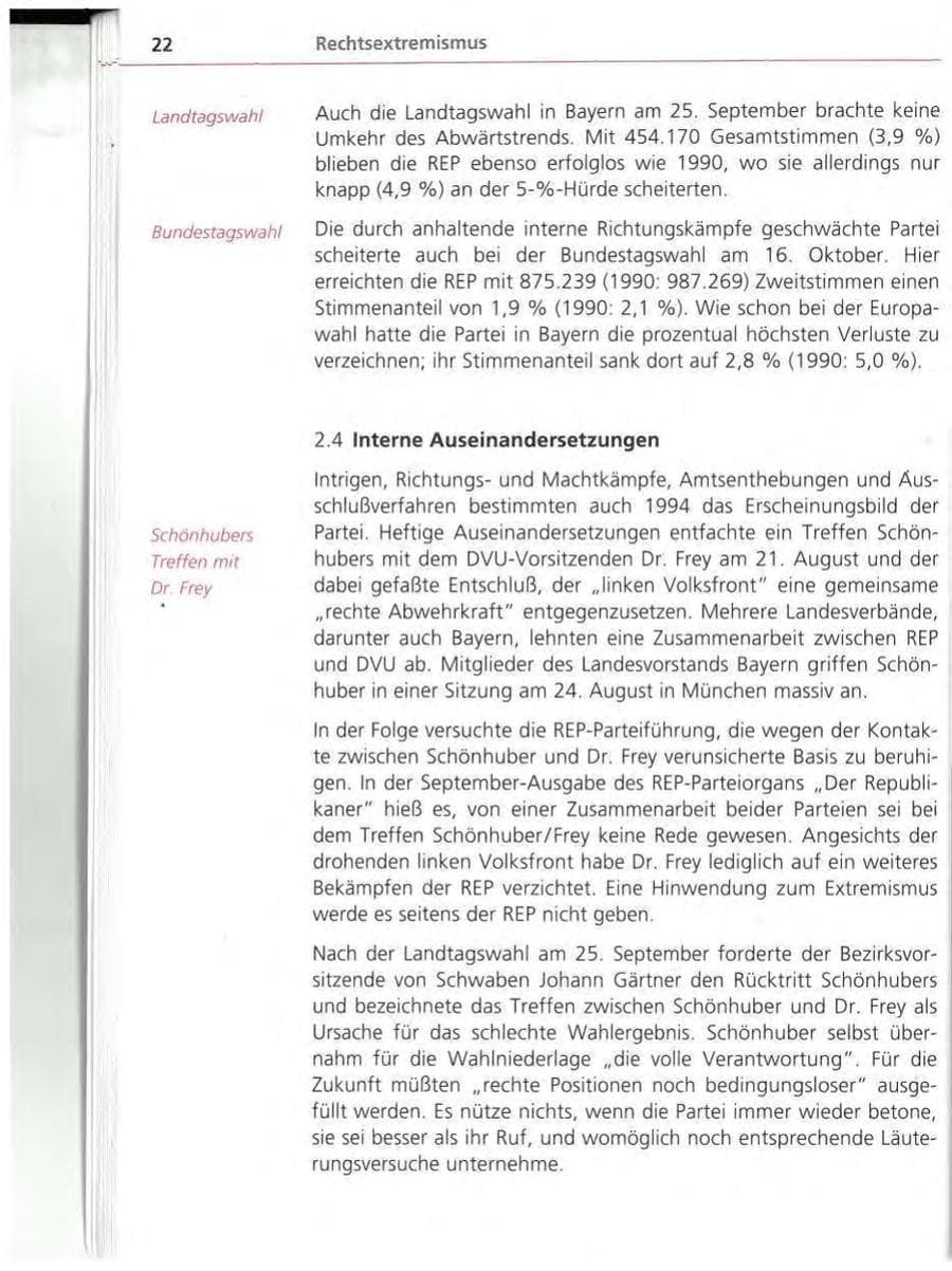 Seite 23 des Verfassungsschutzbericht 1994 Bayern