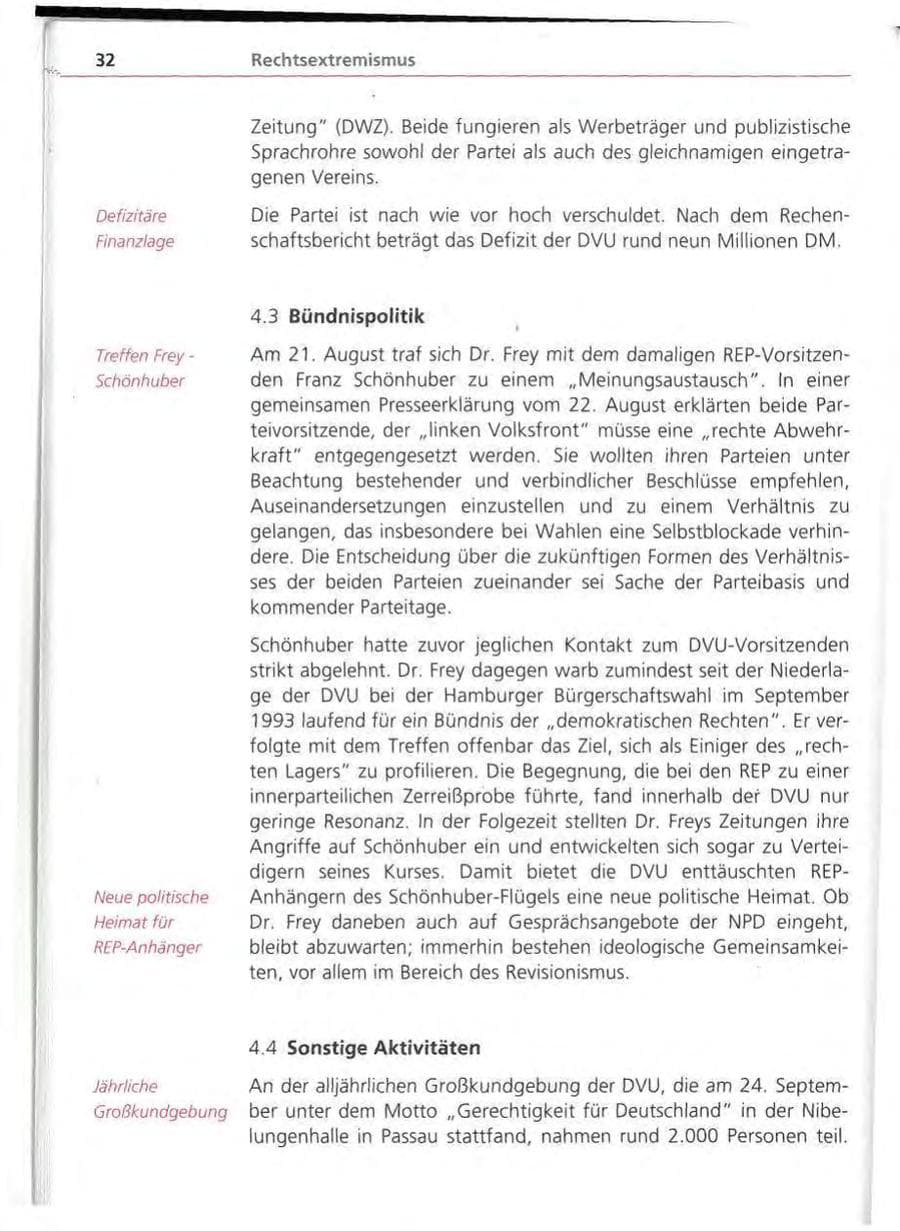 Seite 33 des Verfassungsschutzbericht 1994 Bayern