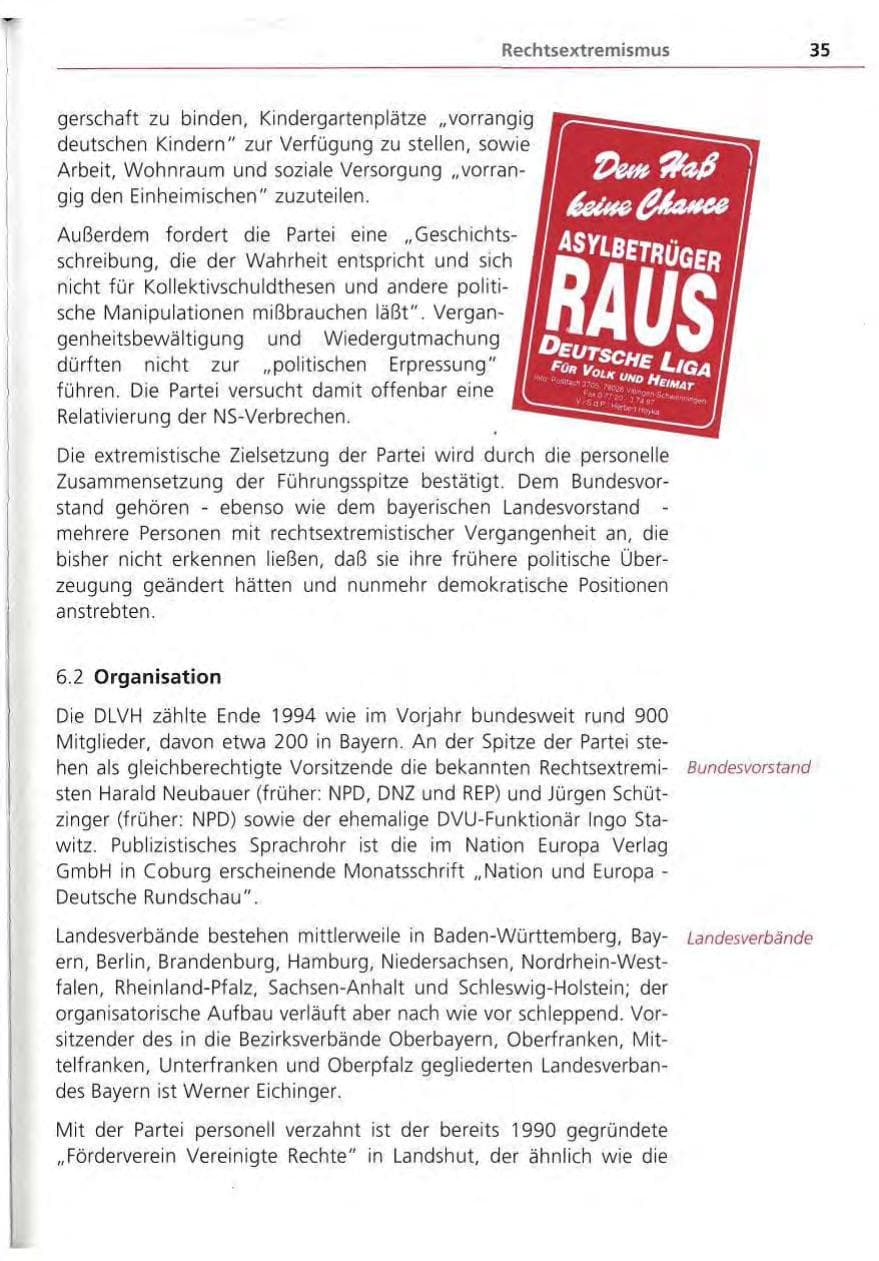 Seite 36 des Verfassungsschutzbericht 1994 Bayern