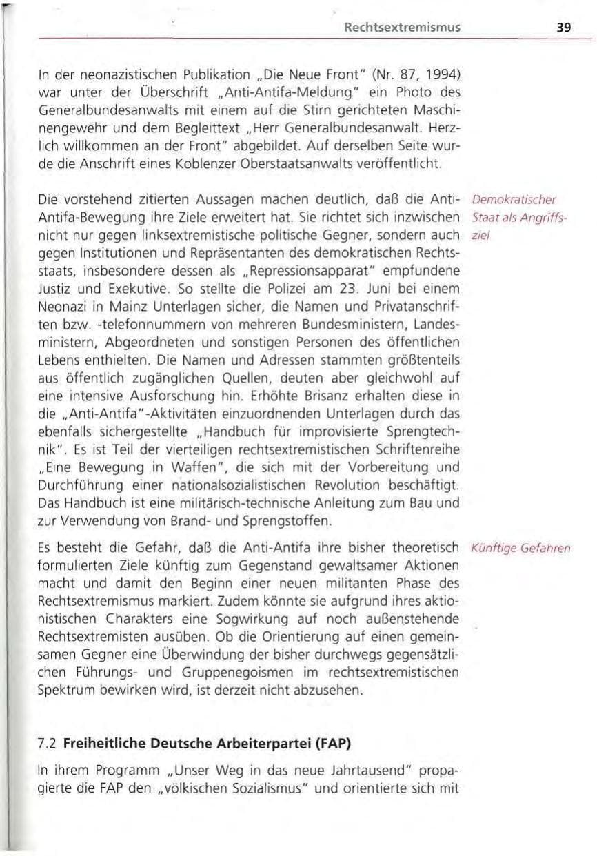 Seite 40 des Verfassungsschutzbericht 1994 Bayern