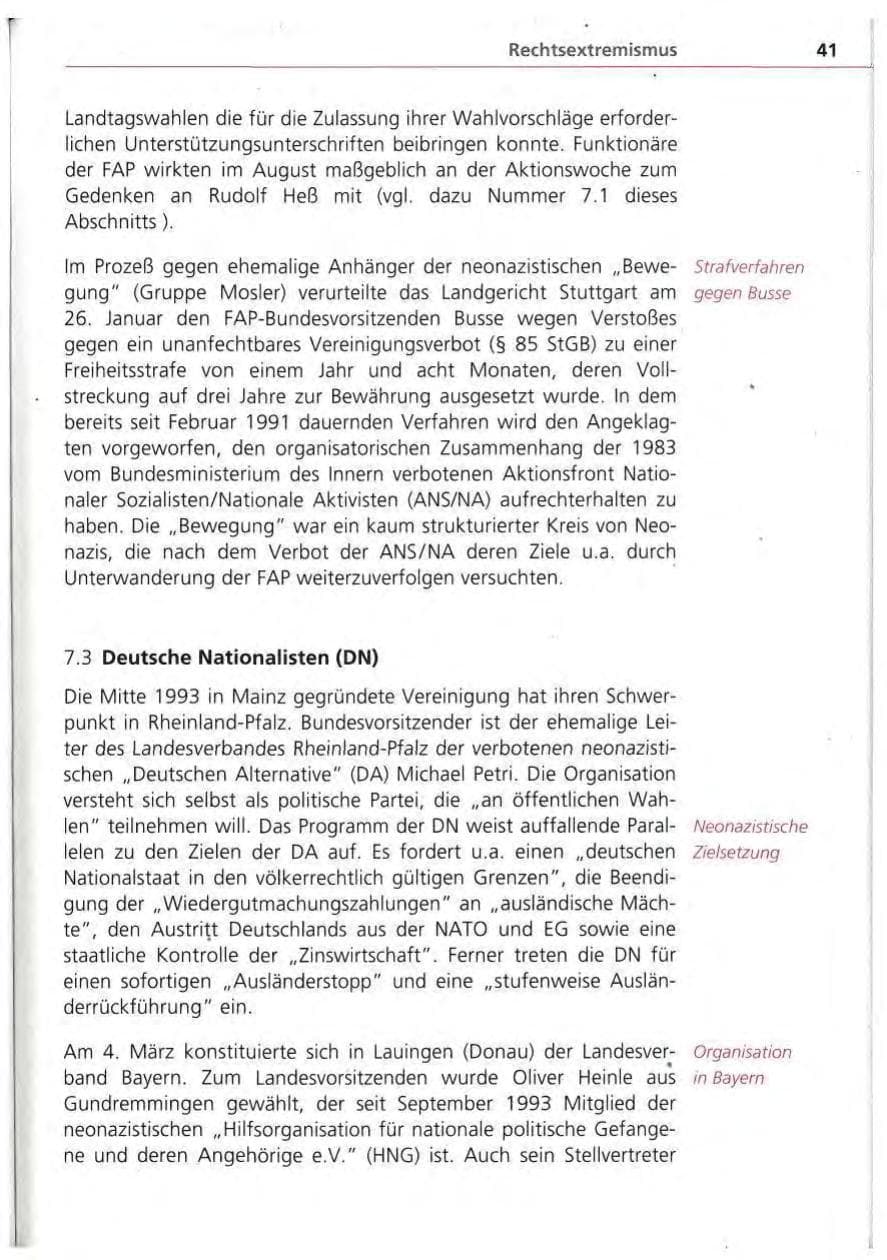 Seite 42 des Verfassungsschutzbericht 1994 Bayern