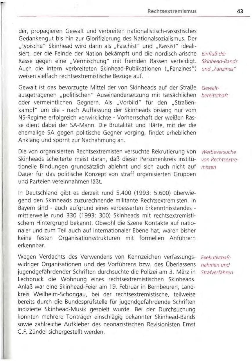 Seite 44 des Verfassungsschutzbericht 1994 Bayern