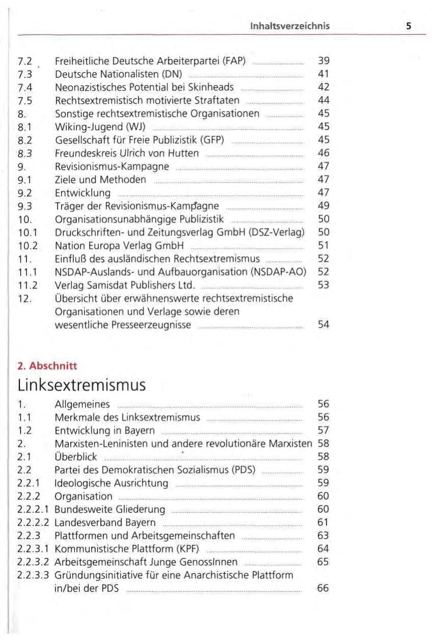 Seite 6 des Verfassungsschutzbericht 1994 Bayern