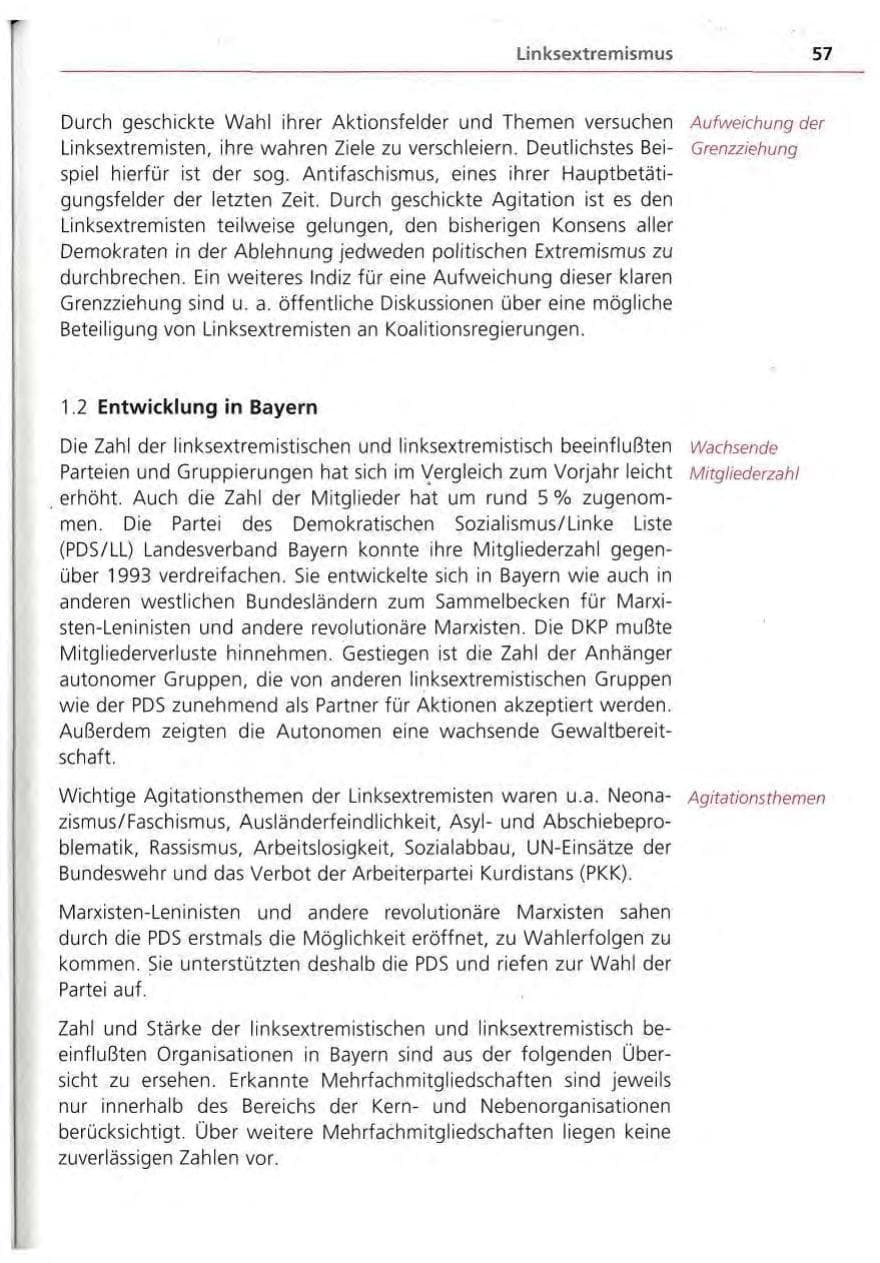 Seite 58 des Verfassungsschutzbericht 1994 Bayern