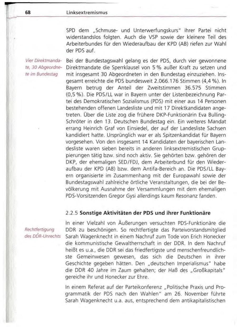 Seite 69 des Verfassungsschutzbericht 1994 Bayern
