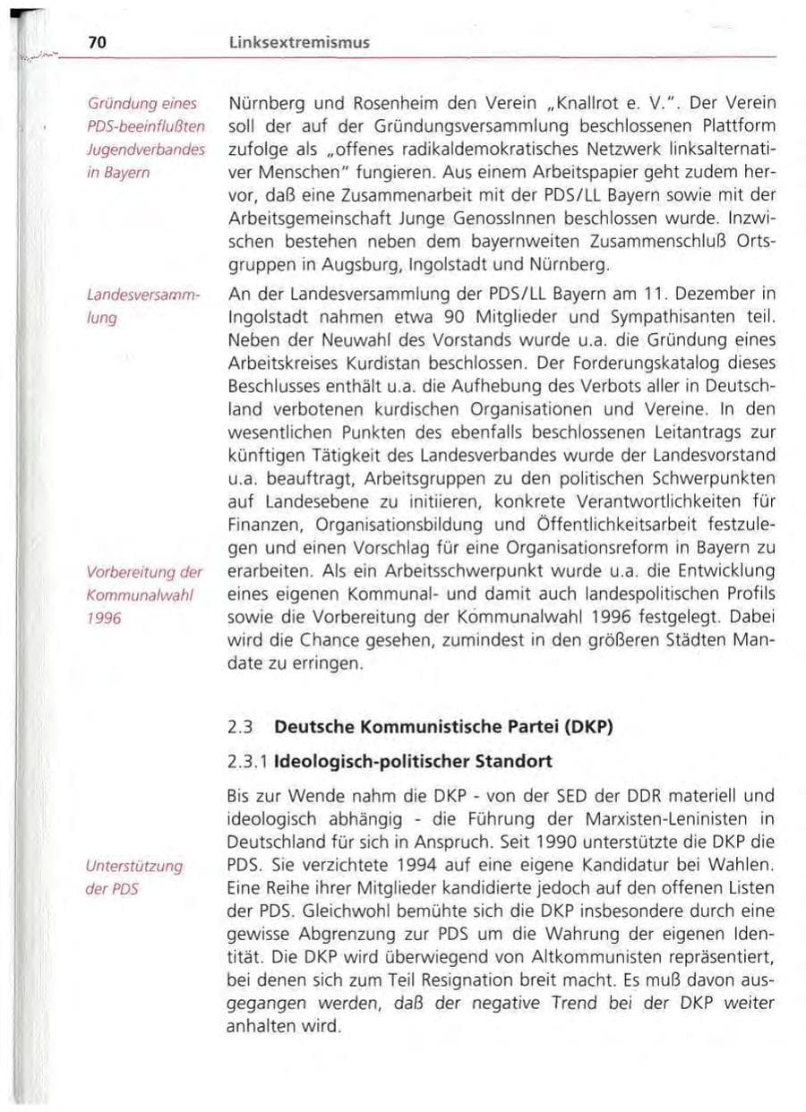 Seite 71 des Verfassungsschutzbericht 1994 Bayern