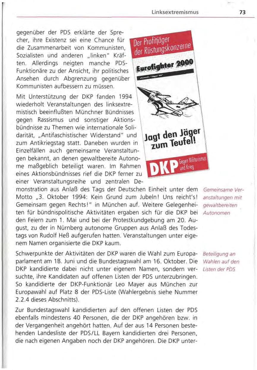 Seite 74 des Verfassungsschutzbericht 1994 Bayern