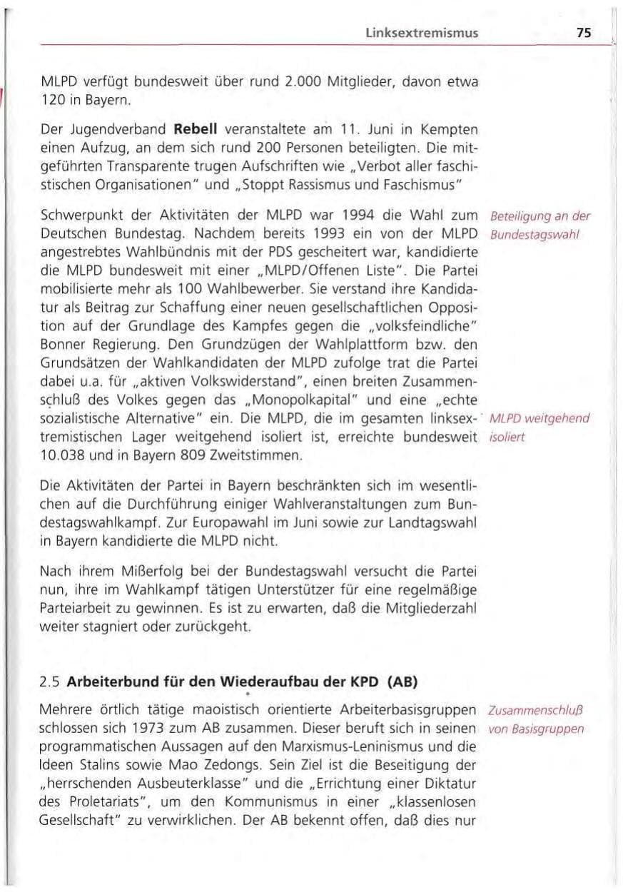 Seite 76 des Verfassungsschutzbericht 1994 Bayern