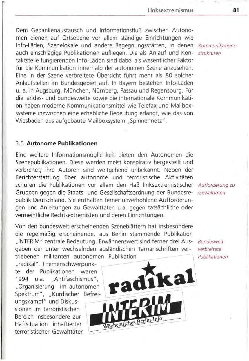 Seite 82 des Verfassungsschutzbericht 1994 Bayern