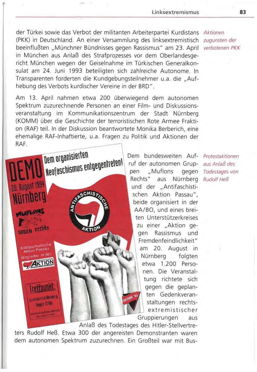 Seite 84 des Verfassungsschutzbericht 1994 Bayern