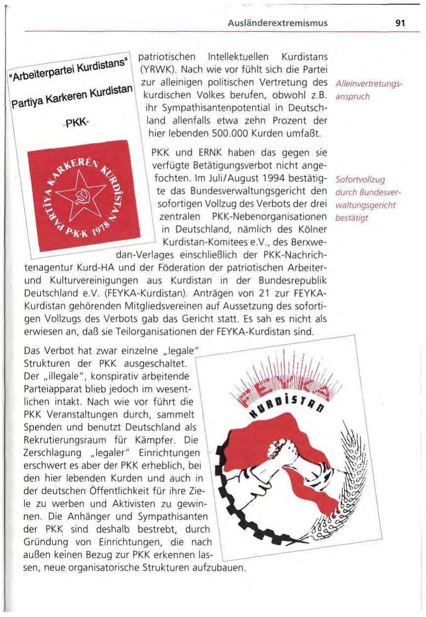 Seite 92 des Verfassungsschutzbericht 1994 Bayern