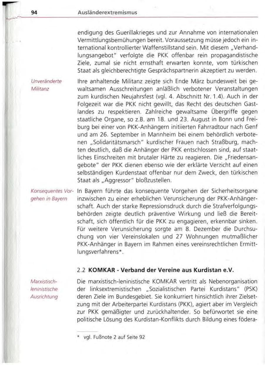 Seite 95 des Verfassungsschutzbericht 1994 Bayern