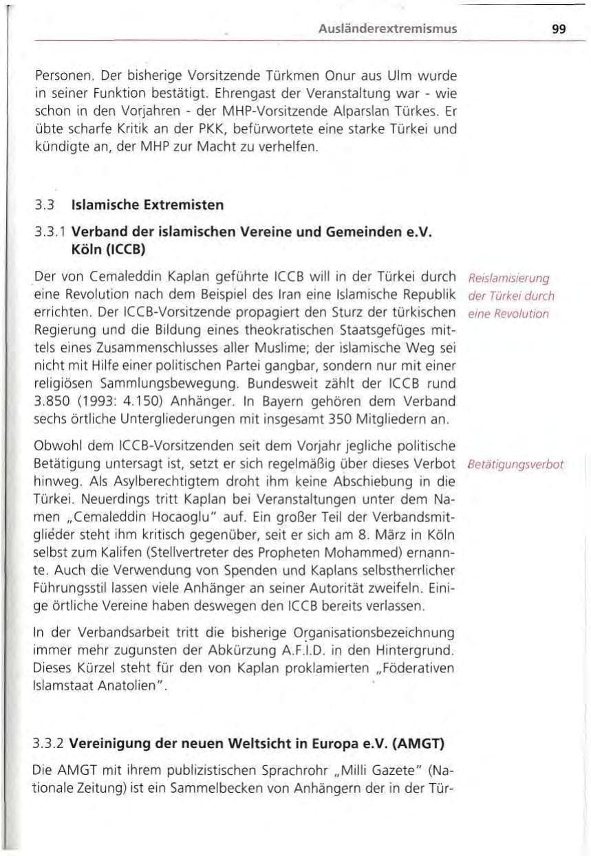 Seite 100 des Verfassungsschutzbericht 1994 Bayern