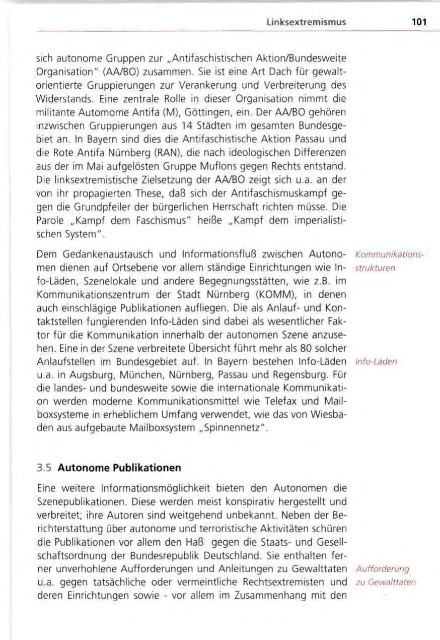 Seite 101 des Verfassungsschutzbericht 1995 Bayern