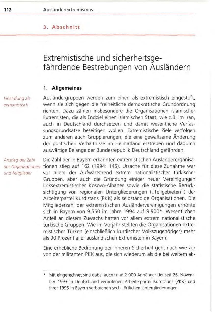 Seite 112 des Verfassungsschutzbericht 1995 Bayern