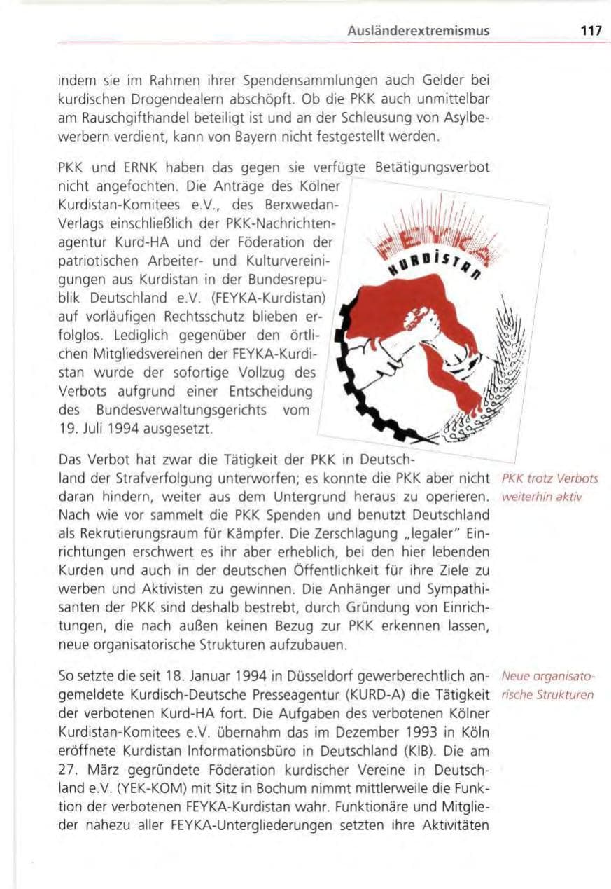 Seite 117 des Verfassungsschutzbericht 1995 Bayern
