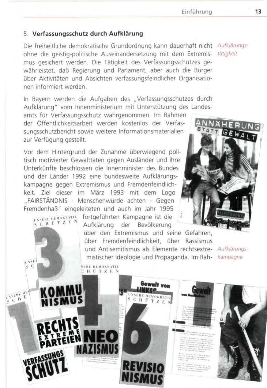 Seite 13 des Verfassungsschutzbericht 1995 Bayern