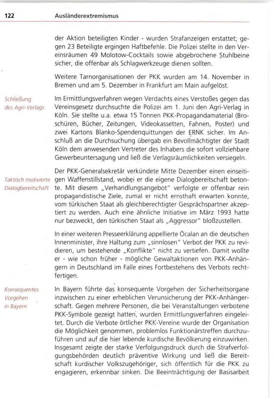 Seite 122 des Verfassungsschutzbericht 1995 Bayern