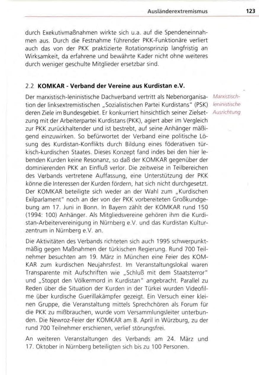 Seite 123 des Verfassungsschutzbericht 1995 Bayern