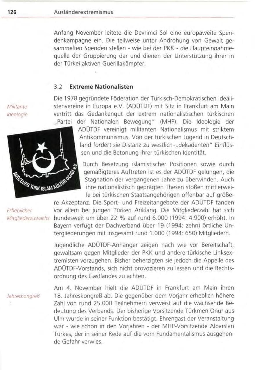 Seite 126 des Verfassungsschutzbericht 1995 Bayern
