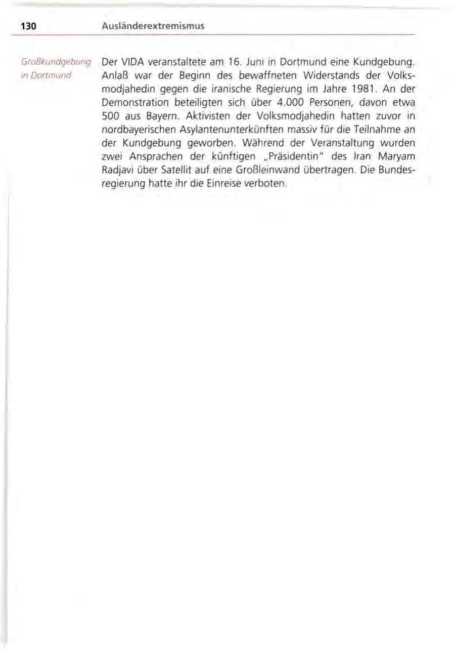 Seite 130 des Verfassungsschutzbericht 1995 Bayern