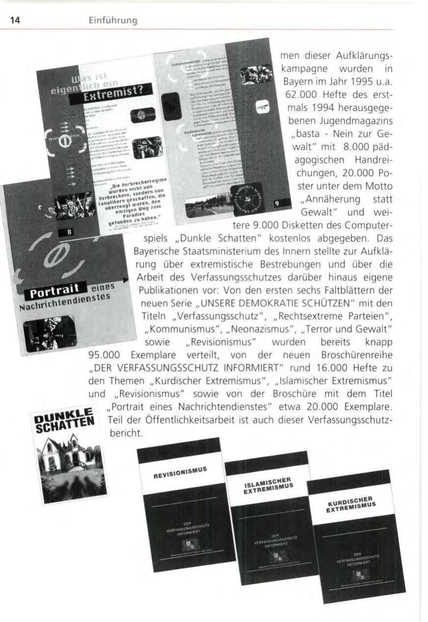 Seite 14 des Verfassungsschutzbericht 1995 Bayern