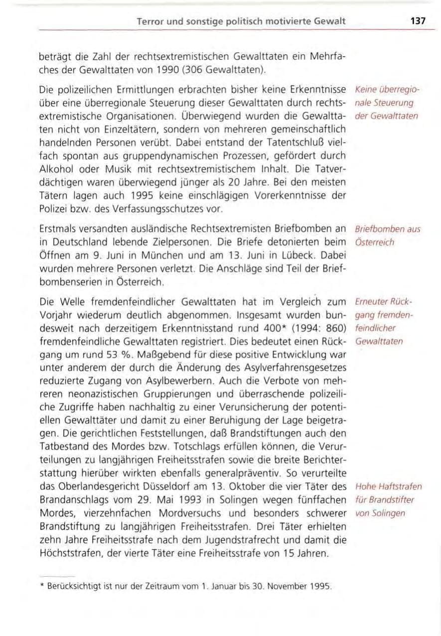 Seite 137 des Verfassungsschutzbericht 1995 Bayern