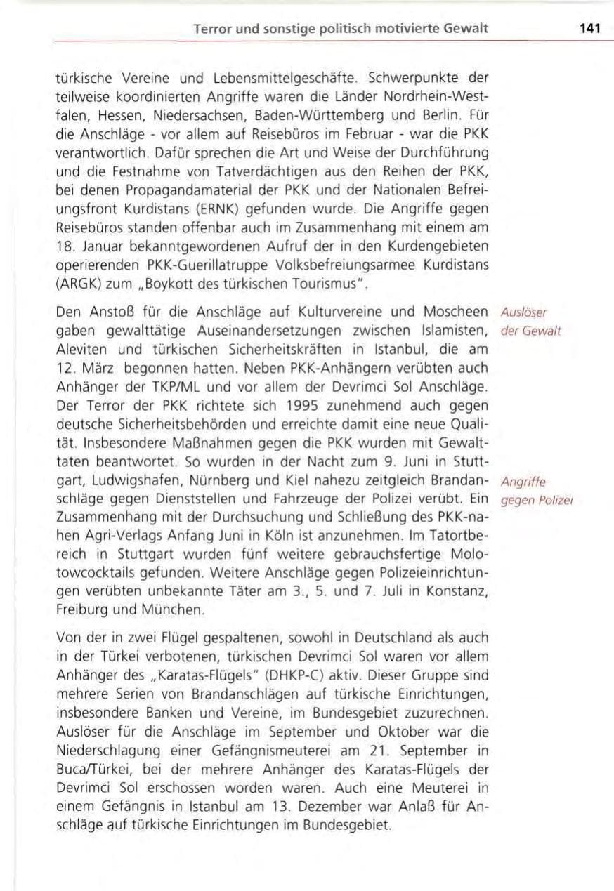 Seite 141 des Verfassungsschutzbericht 1995 Bayern