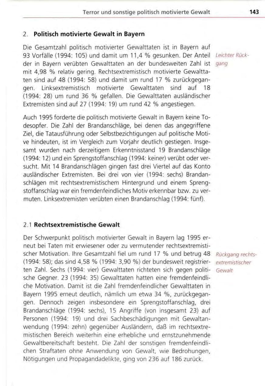 Seite 143 des Verfassungsschutzbericht 1995 Bayern
