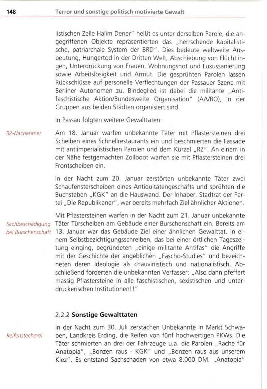 Seite 148 des Verfassungsschutzbericht 1995 Bayern