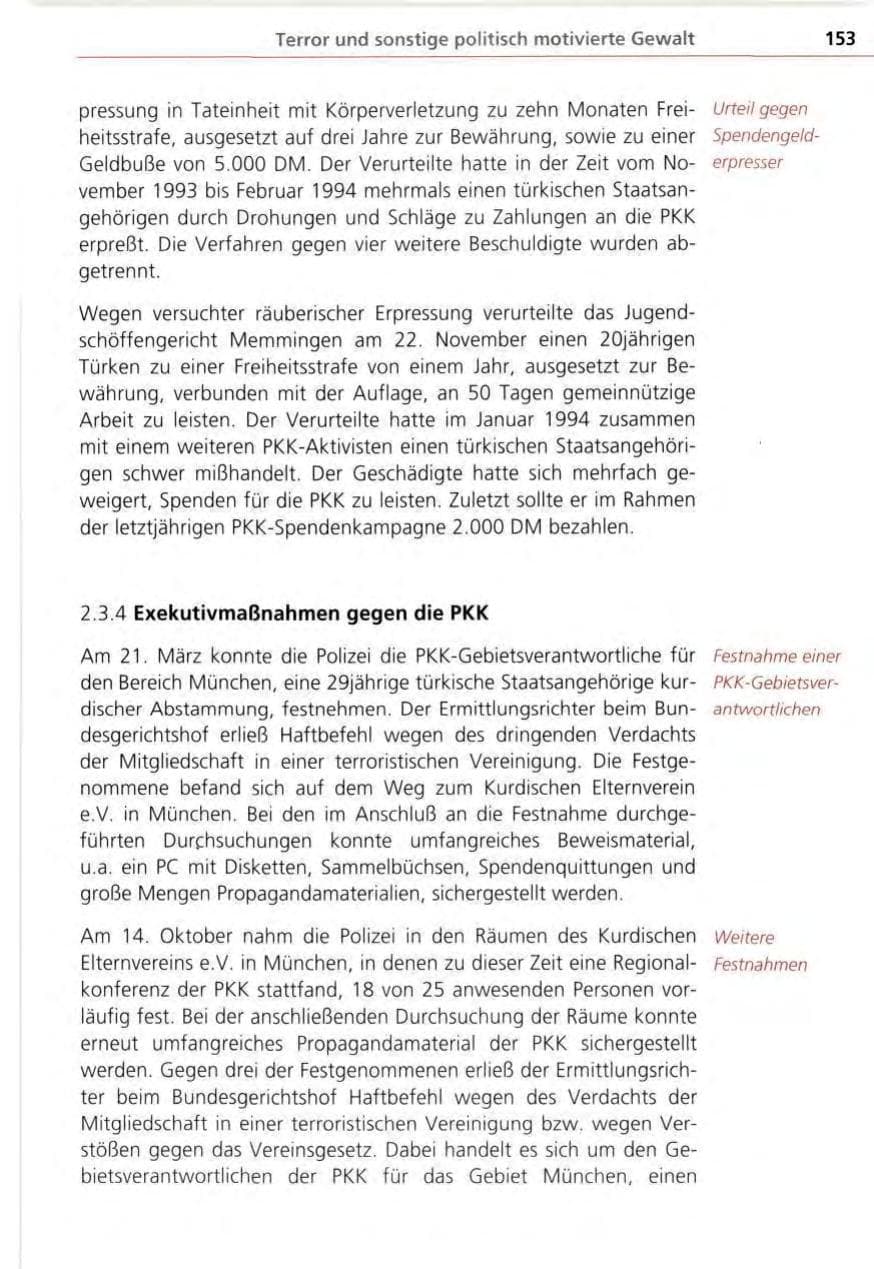 Seite 153 des Verfassungsschutzbericht 1995 Bayern