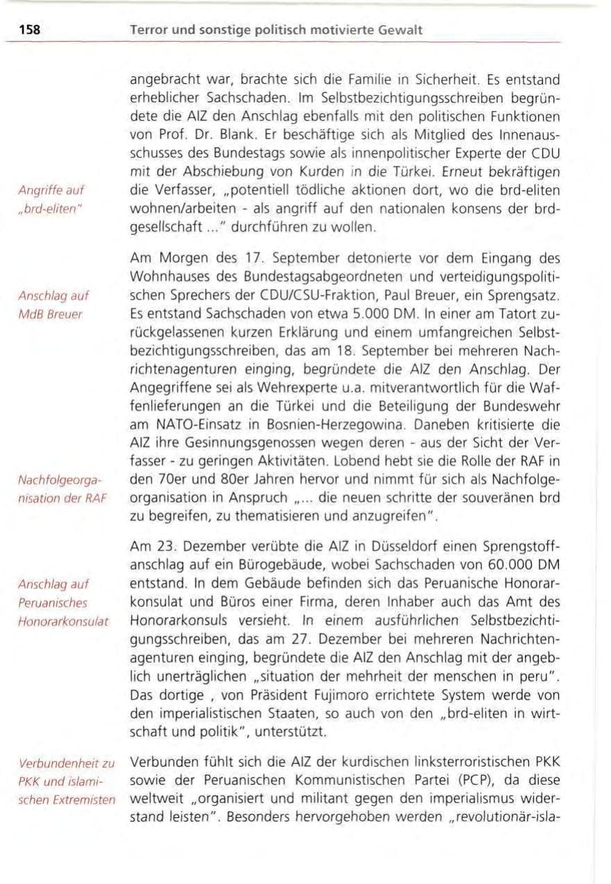 Seite 158 des Verfassungsschutzbericht 1995 Bayern