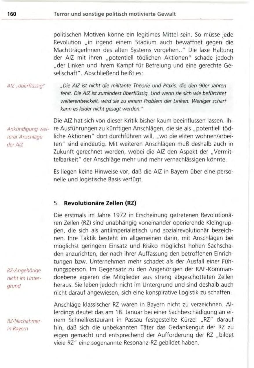 Seite 160 des Verfassungsschutzbericht 1995 Bayern