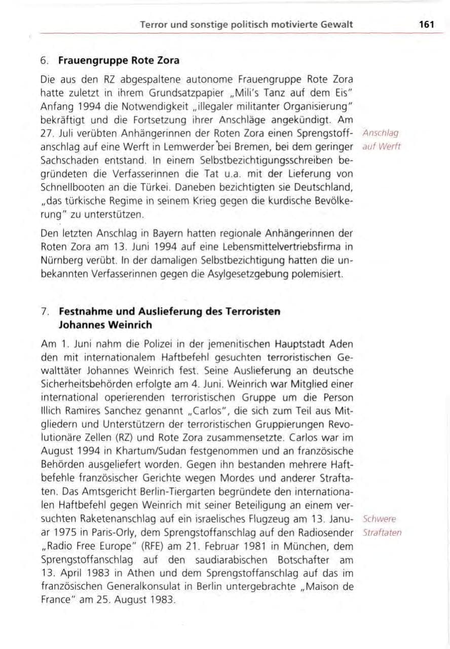 Seite 161 des Verfassungsschutzbericht 1995 Bayern