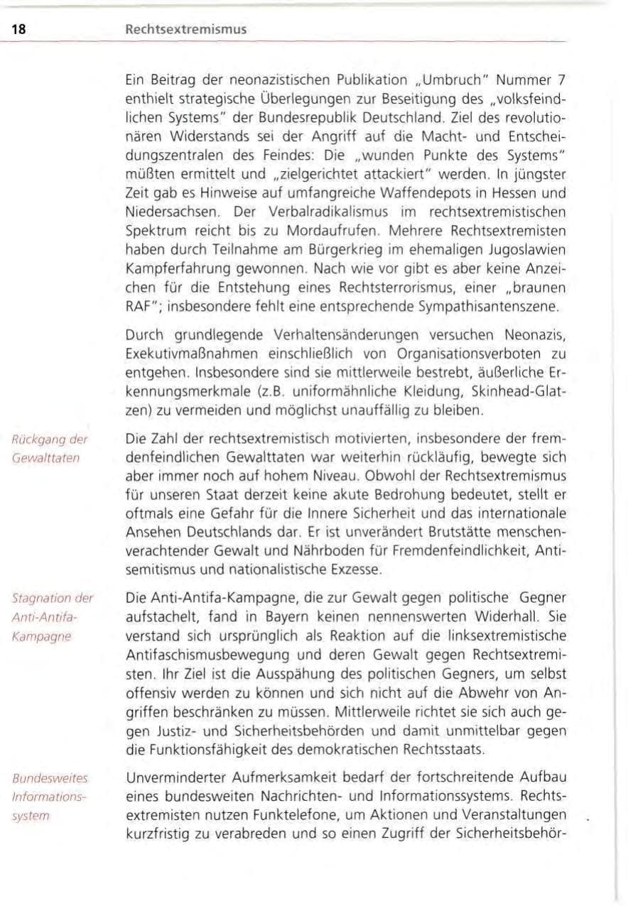 Seite 18 des Verfassungsschutzbericht 1995 Bayern