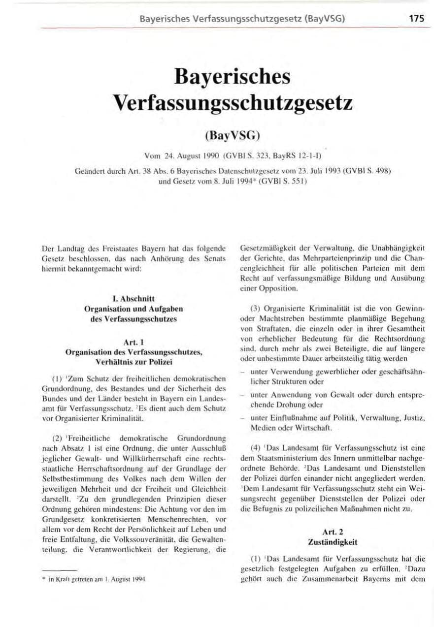 Seite 175 des Verfassungsschutzbericht 1995 Bayern