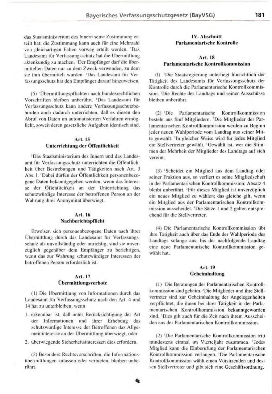 Seite 181 des Verfassungsschutzbericht 1995 Bayern
