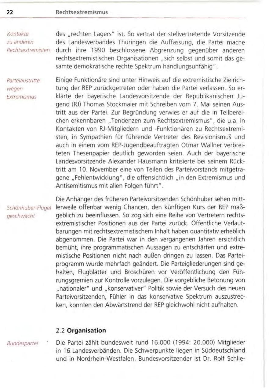 Seite 22 des Verfassungsschutzbericht 1995 Bayern