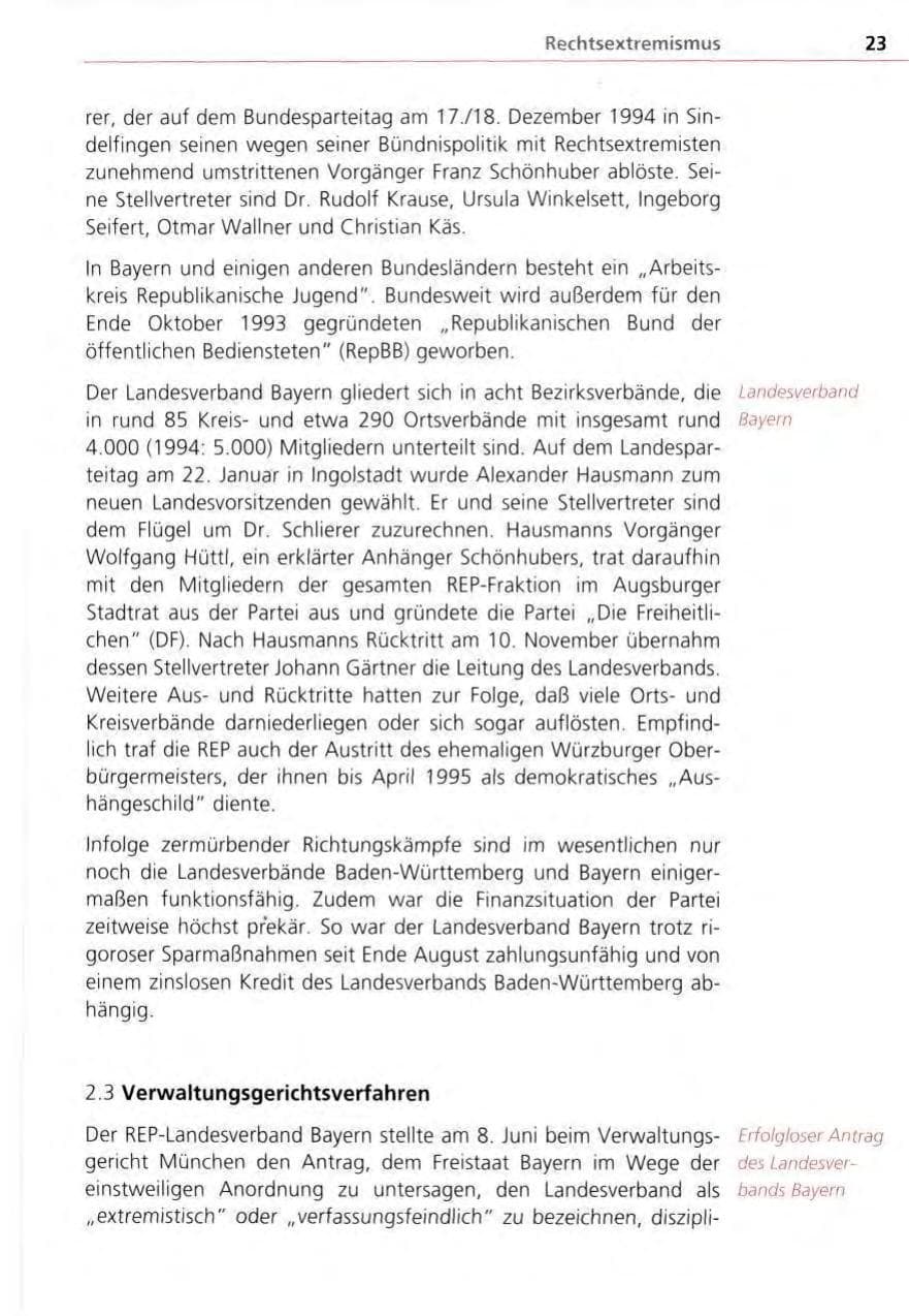 Seite 23 des Verfassungsschutzbericht 1995 Bayern