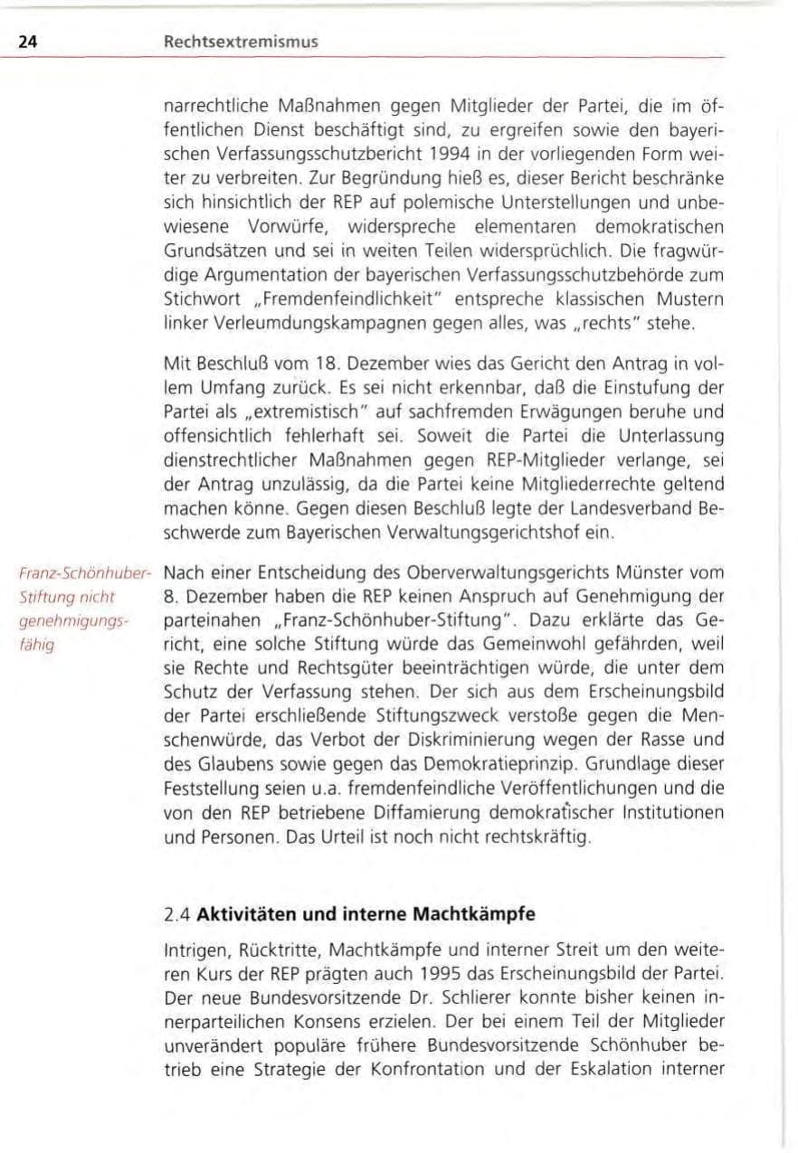 Seite 24 des Verfassungsschutzbericht 1995 Bayern