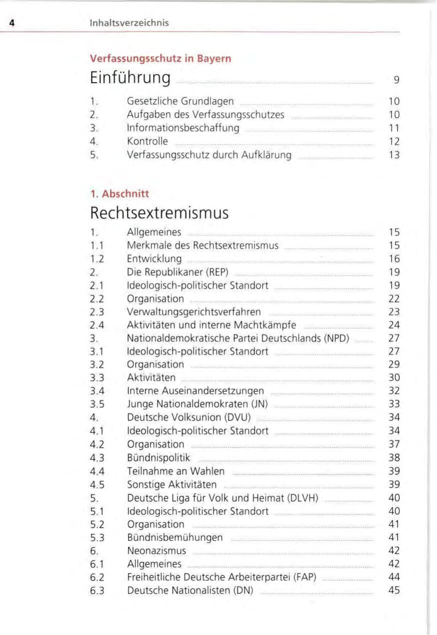 Seite 4 des Verfassungsschutzbericht 1995 Bayern