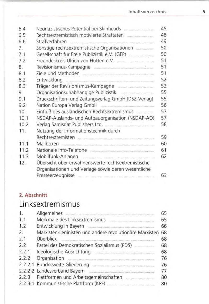 Seite 5 des Verfassungsschutzbericht 1995 Bayern