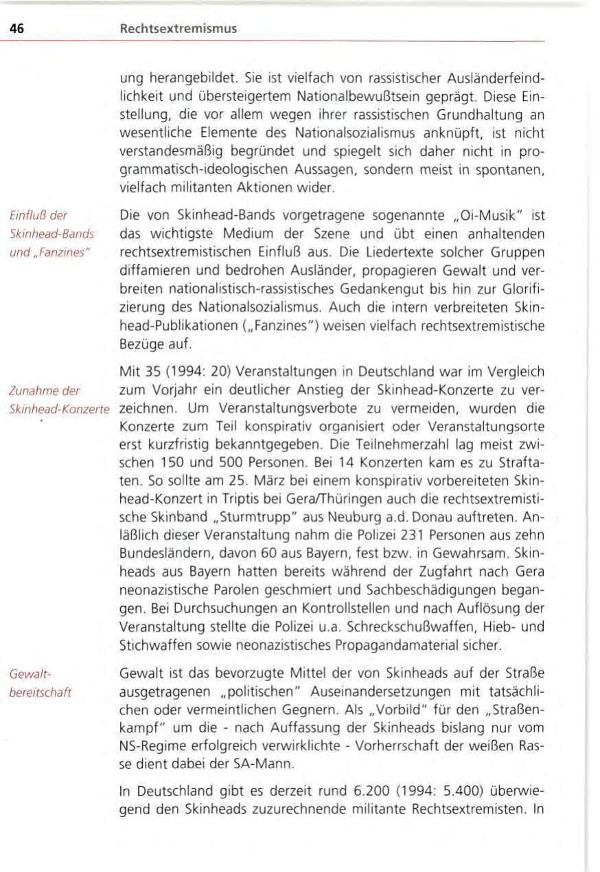 Seite 46 des Verfassungsschutzbericht 1995 Bayern