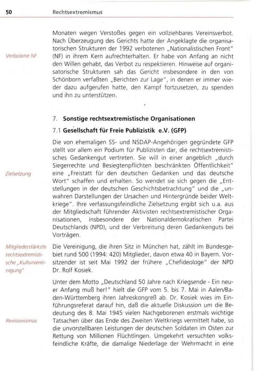 Seite 50 des Verfassungsschutzbericht 1995 Bayern