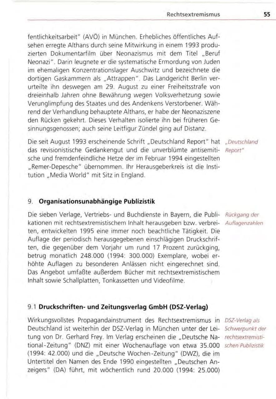 Seite 55 des Verfassungsschutzbericht 1995 Bayern