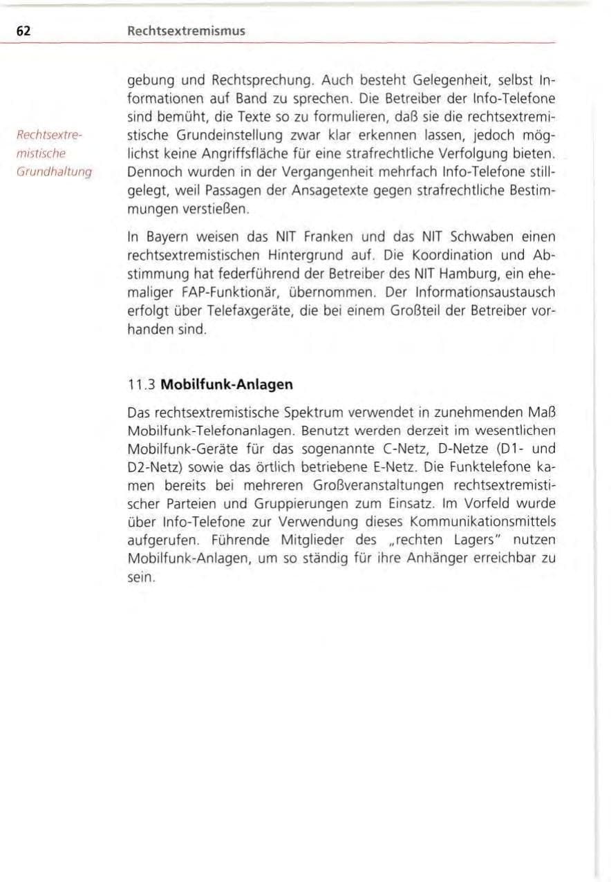 Seite 62 des Verfassungsschutzbericht 1995 Bayern