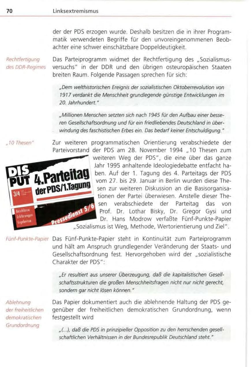 Seite 70 des Verfassungsschutzbericht 1995 Bayern